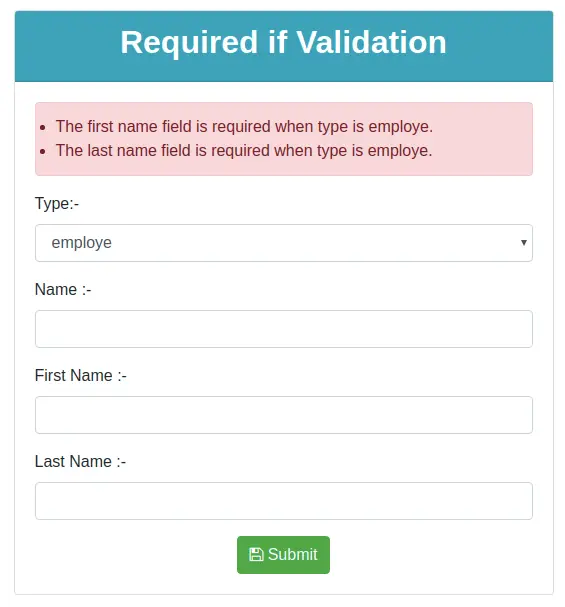 Required if Validation in Laravel 6 with Example